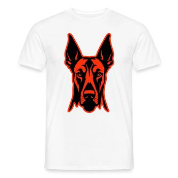Tête de chien Doberman - T-shirt homme - blanc - Devant - AI Model Male 178 dark (178cm)