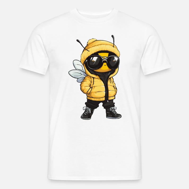 Biene Cool Honigbiene Comic - Männer T-Shirt - Weiß