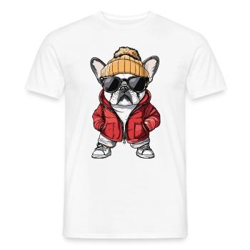 Französische Buldogge Hund Cool Comic - Männer T-Shirt - Weiß - Vorne - AI Model Male 178 dark (178cm)