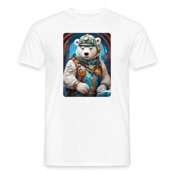 Ours de glace steampunk 1.2 - T-shirt homme - blanc - Devant - AI Model Male 178 dark (178cm)
