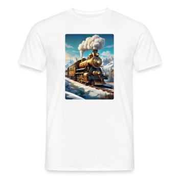 Steampunk Winterlandschaft Dampflok 1.5 - Männer T-Shirt - Weiß - Vorne - AI Model Male 178 dark (178cm)