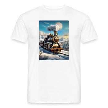 Steampunk Winterlandschaft Dampflok 1.7 - Männer T-Shirt - Weiß - Vorne - AI Model Male 178 dark (178cm)