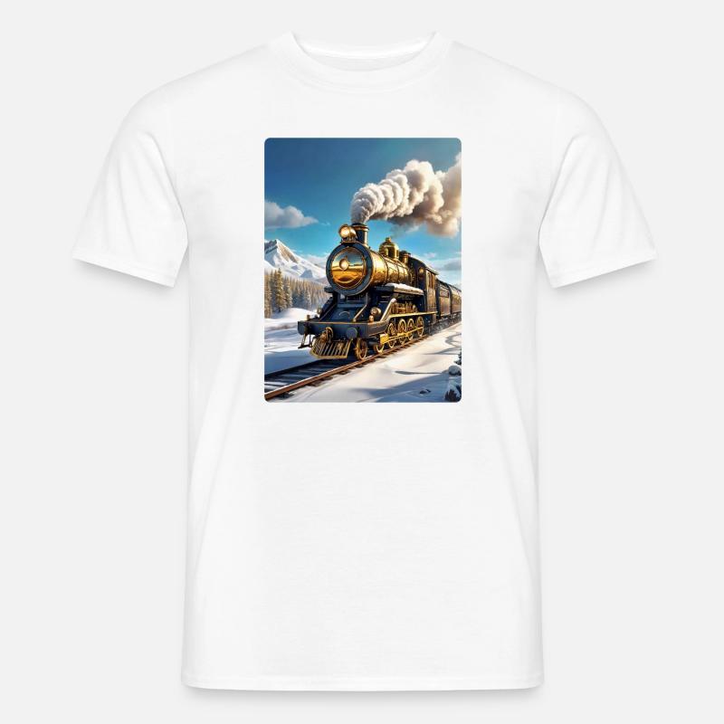 Steampunk Winterlandschaft Dampflok 1.9 - Männer T-Shirt - Weiß
