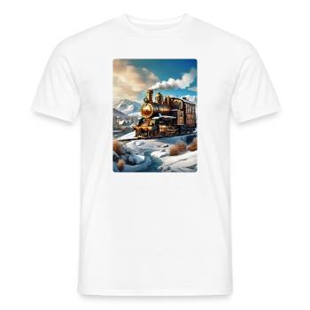 Steampunk Winterlandschaft Dampflok 1.2 - Männer T-Shirt - Weiß - Vorne - AI Model Male 178 dark (178cm)