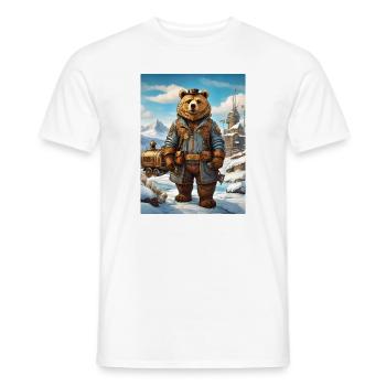 Steampunk Winter Landscape Bear 1.4 - Men's T-Shirt - white - Front - AI Model Male 178 dark (178cm)