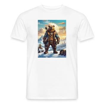 Steampunk Winter Landscape Bear 1.1 - Men's T-Shirt - white - Front - AI Model Male 178 dark (178cm)