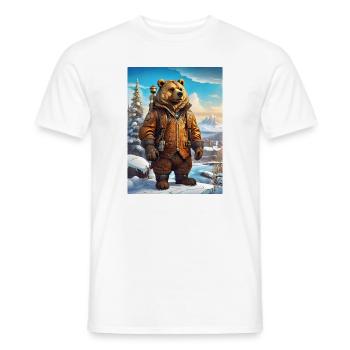 Steampunk Winter Landscape Bear 1.8 - Men's T-Shirt - white - Front - AI Model Male 178 dark (178cm)