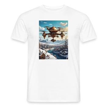 Steampunk Winter Landscape Drone 1.1 - Men's T-Shirt - white - Front - AI Model Male 178 dark (178cm)
