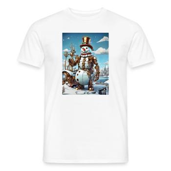 Bonhomme de neige paysage d’hiver steampunk 1.2 - T-shirt homme - blanc - Devant - AI Model Male 178 dark (178cm)