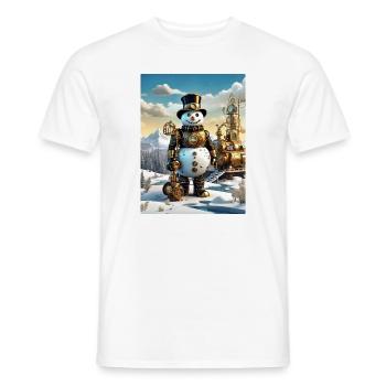 Bonhomme de neige paysage d’hiver steampunk 1.3 - T-shirt homme - blanc - Devant - AI Model Male 178 dark (178cm)
