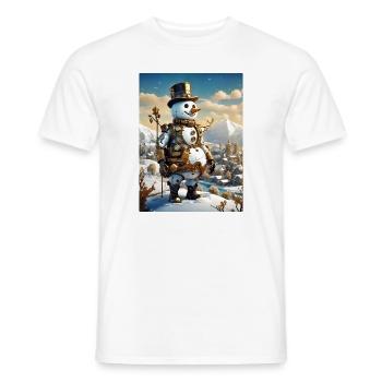 Steampunk hiver paysage bonhomme de neige 1.7 - T-shirt homme - blanc - Devant - AI Model Male 178 dark (178cm)