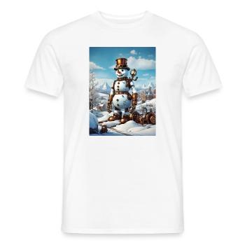 Steampunk hiver paysage bonhomme de neige 1.5 - T-shirt homme - blanc - Devant - AI Model Male 178 dark (178cm)
