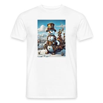 Steampunk hiver paysage bonhomme de neige 1.6 - T-shirt homme - blanc - Devant - AI Model Male 178 dark (178cm)