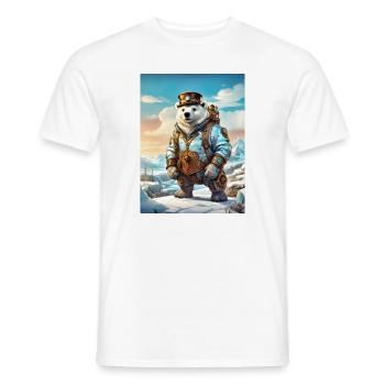 Steampunk Winter Landscape Polar Bear 1.9 - Men's T-Shirt - white - Front - AI Model Male 178 dark (178cm)