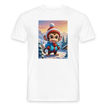 Anime Winterlandschaft Affe 1.2 - Männer T-Shirt - Weiß - Vorne - AI Model Male 178 dark (178cm)
