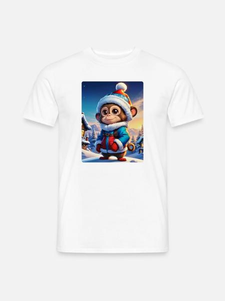 Anime Winterlandschaft Affe 1.1 - Männer T-Shirt - Weiß
