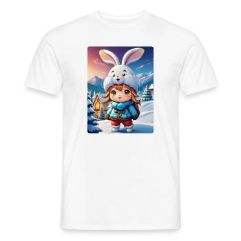 Anime Winterlandschaft Hase 1.8 - Männer T-Shirt - Weiß - Vorne - AI Model Male 178 dark (178cm)