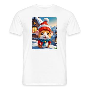 Anime Paysage D’hiver Hamster 1.3 - T-shirt homme - blanc - Devant - AI Model Male 178 dark (178cm)