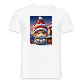 Anime Paysage D’hiver Hamster 1.4 - T-shirt homme - blanc - Devant - AI Model Male 178 dark (178cm)