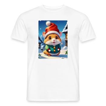 Anime Paysage D’hiver Hamster 1.6 - T-shirt homme - blanc - Devant - AI Model Male 178 dark (178cm)