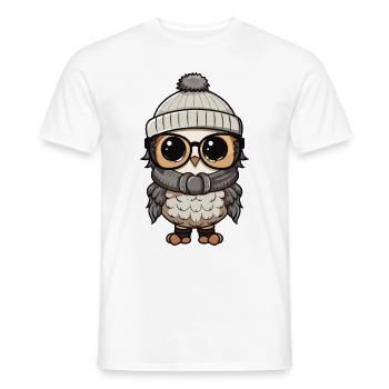 Eule Winter Cozy - Männer T-Shirt - Weiß - Vorne - AI Model Male 178 dark (178cm)