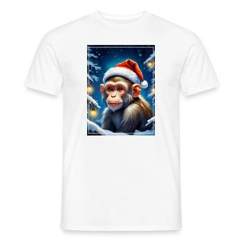 Singe Paysage D’hiver 1.8 - T-shirt homme - blanc - Devant - AI Model Male 178 dark (178cm)