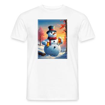Bonhomme de neige de Noël Bière 1.4 - T-shirt homme - blanc - Devant - AI Model Male 178 dark (178cm)