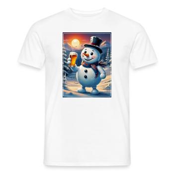 Bonhomme de neige de Noël Bière 1.8 - T-shirt homme - blanc - Devant - AI Model Male 178 dark (178cm)