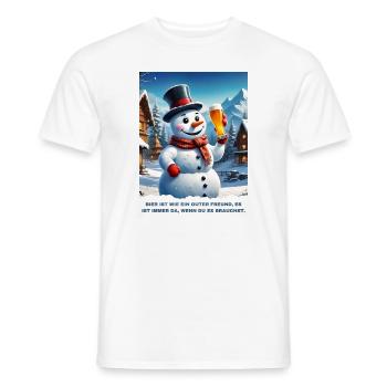 Bonhomme de neige de Noël 2.11 - T-shirt homme - blanc - Devant - AI Model Male 178 dark (178cm)