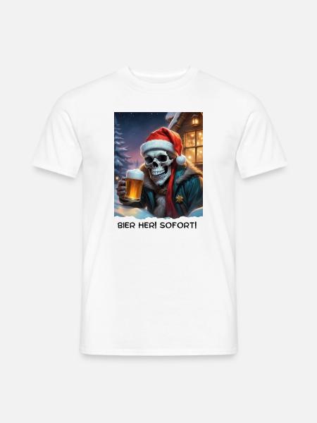 Weihnachten Skull Bier 2.1 - Männer T-Shirt - Weiß