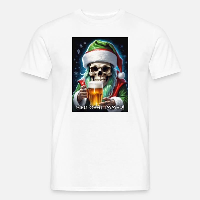 Weihnachten Skull Bier 2.4 - Männer T-Shirt - Weiß