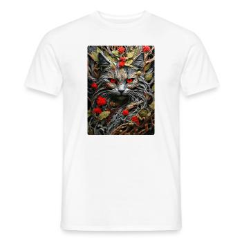 Spooky Plants Cat 1.3 - Men's T-Shirt - white - Front - AI Model Male 178 dark (178cm)