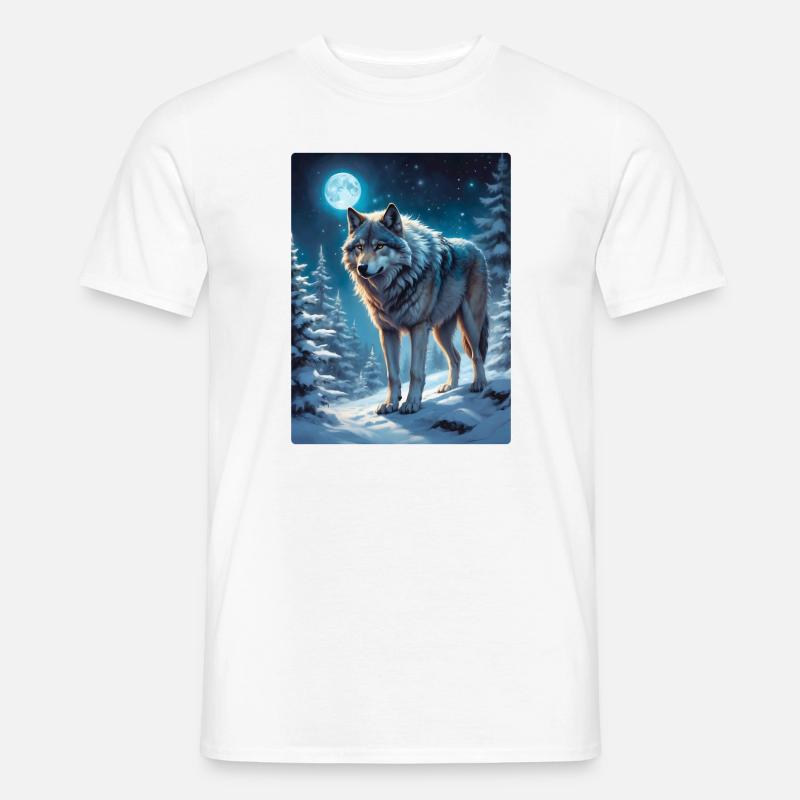 Winterlandschaft Wolf 1.3 - Männer T-Shirt - Weiß