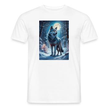 Winter Landscape Wolf 1.4 - Men's T-Shirt - white - Front - AI Model Male 178 dark (178cm)