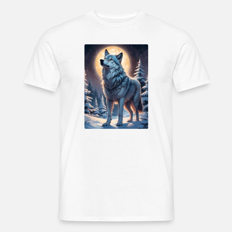 Winterlandschaft Wolf 1.7 - Männer T-Shirt - Weiß
