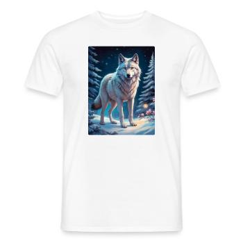 Loup de paysage d’hiver 1.1 - T-shirt homme - blanc - Devant - AI Model Male 178 dark (178cm)