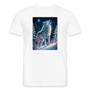 Paysage d’hiver Wolf 1.2 - T-shirt homme - blanc - Devant - AI Model Male 178 dark (178cm)