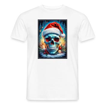 Christmas Skull 1.2 - Men's T-Shirt - white - Front - AI Model Male 178 dark (178cm)