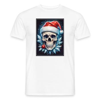 Christmas Skull 1.10 - Men's T-Shirt - white - Front - AI Model Male 178 dark (178cm)