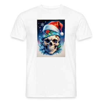 Christmas Skull 1.4 - Men's T-Shirt - white - Front - AI Model Male 178 dark (178cm)