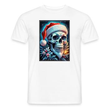 Christmas Skull 1.3 - Men's T-Shirt - white - Front - AI Model Male 178 dark (178cm)