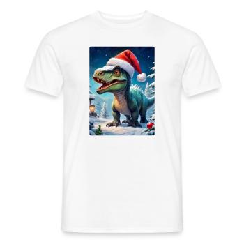 Winter Landscape Dino 2.3 - Men's T-Shirt - white - Front - AI Model Male 178 dark (178cm)