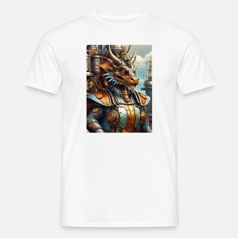 Steampunk Dragon 1.17 - Männer T-Shirt - Weiß