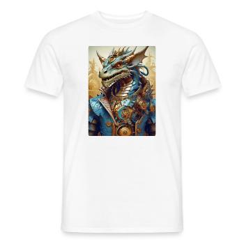 Steampunk Dragon 1.15 - Men's T-Shirt - white - Front - AI Model Male 178 dark (178cm)
