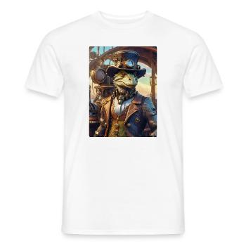Steampunk Dino 1.2 - Men's T-Shirt - white - Front - AI Model Male 178 dark (178cm)