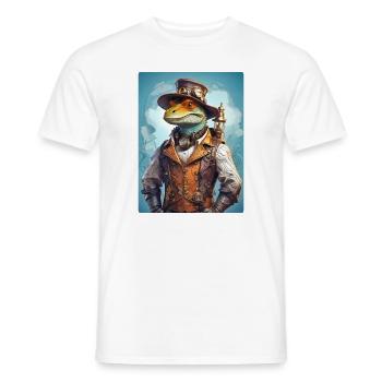 Dino Steampunk 1.6 - T-shirt homme - blanc - Devant - AI Model Male 178 dark (178cm)