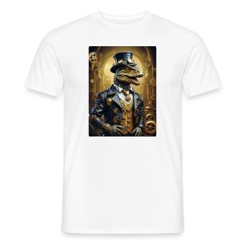 Steampunk Dino 1.7 - Men's T-Shirt - white - Front - AI Model Male 178 dark (178cm)
