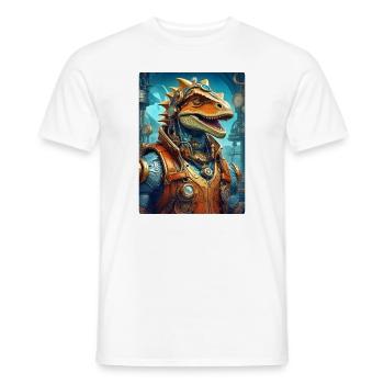 Steampunk Dino 1.23 - Men's T-Shirt - white - Front - AI Model Male 178 dark (178cm)