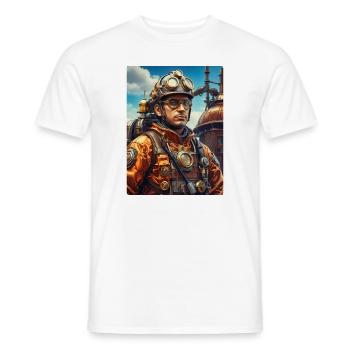 Homme pompier steampunk 1.9 - T-shirt homme - blanc - Devant - AI Model Male 178 dark (178cm)