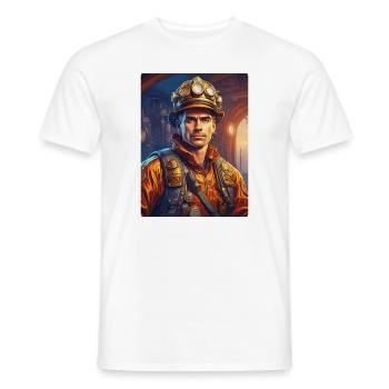 Steampunk Firefighter Man 1.6 - Men's T-Shirt - white - Front - AI Model Male 178 dark (178cm)